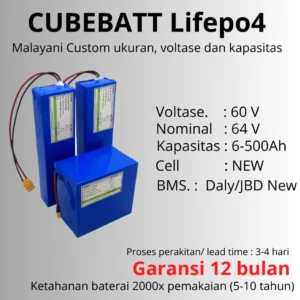 Baterai Lifepo4 60V 6AH-100AH Sepeda Listrik Motor Listrik